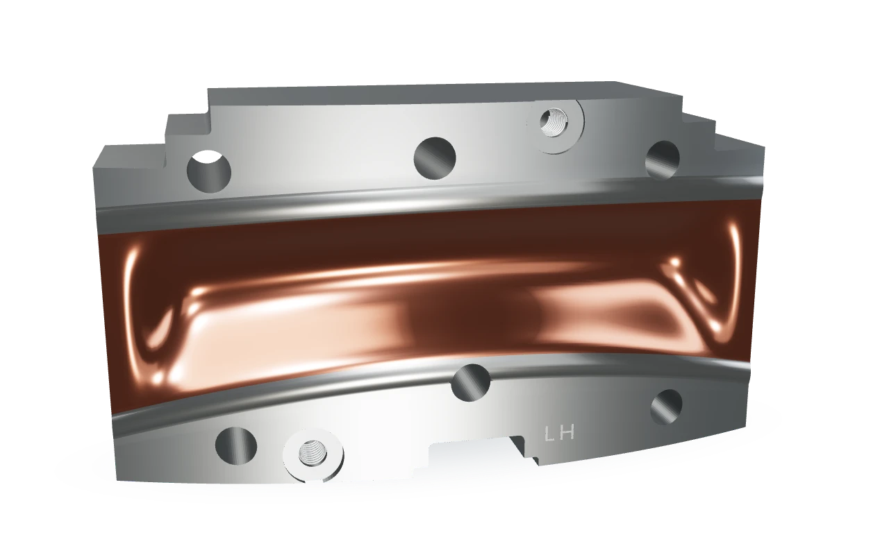 Close-up of the polished and coated functional surface.